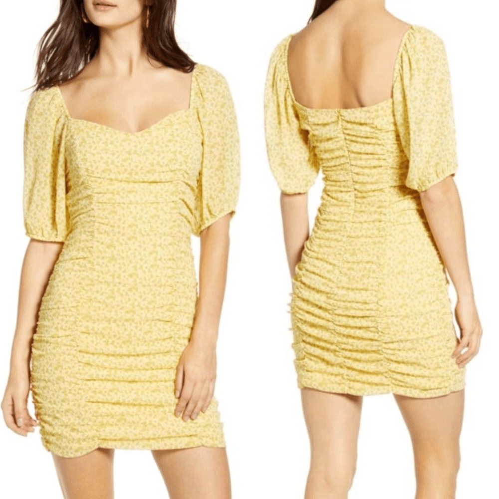 All in Favor Yellow Floral Mini Dress